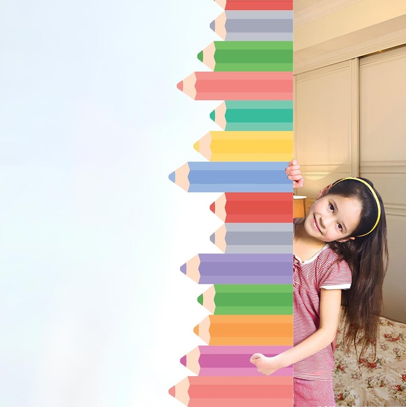 Kasubeso Colorful Pencils Wall Stickers, Rainbow Penceils Wall Decals, Peel and Stick Removable DIY Large Educational Corner Wall Decor for Study Classroom Nursery Bedroom Blackboard Decoration - Image 1